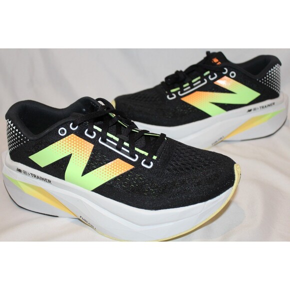 New Balance Black Athletic Trainers with Neon Green & Orange Accents main image 6